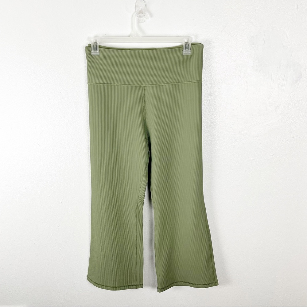 ATHLETA Elation Rib Crop Flare High Rise Green Pants 3X Athleisure Casual  Boho